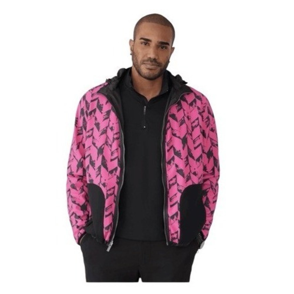 GSTQ Reversible Jacket Pink Black‎ Herringbone Men's XS